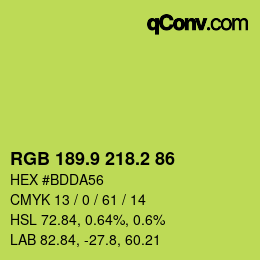 カラーコード: RGB 189.9 218.2 86 | qconv.com