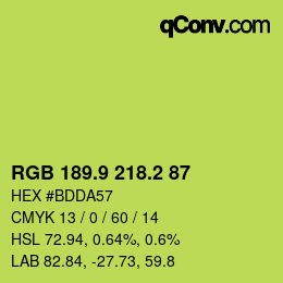カラーコード: RGB 189.9 218.2 87 | qconv.com
