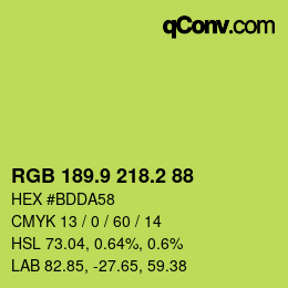 カラーコード: RGB 189.9 218.2 88 | qconv.com