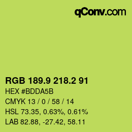 カラーコード: RGB 189.9 218.2 91 | qconv.com