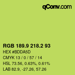カラーコード: RGB 189.9 218.2 93 | qconv.com