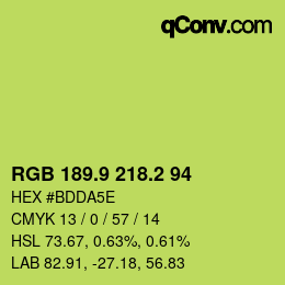 カラーコード: RGB 189.9 218.2 94 | qconv.com