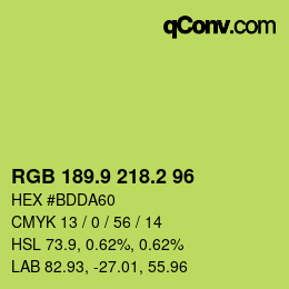 カラーコード: RGB 189.9 218.2 96 | qconv.com