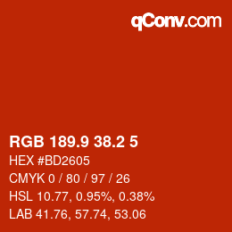 Color code: RGB 189.9 38.2 5 | qconv.com