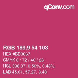 カラーコード: RGB 189.9 54 103 | qconv.com