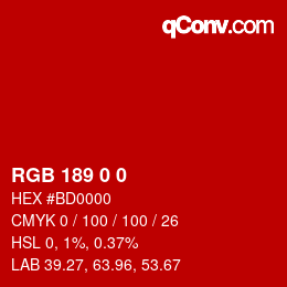 Color code: RGB 189 0 0 | qconv.com