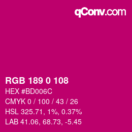 Color code: RGB 189 0 108 | qconv.com