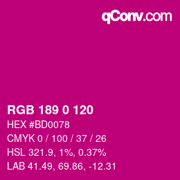 Color code: RGB 189 0 120 | qconv.com