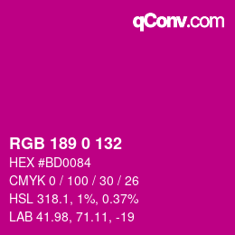 Color code: RGB 189 0 132 | qconv.com