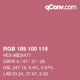 カラーコード: RGB 189 100 119 | qconv.com