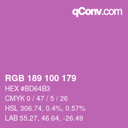 Color code: RGB 189 100 179 | qconv.com
