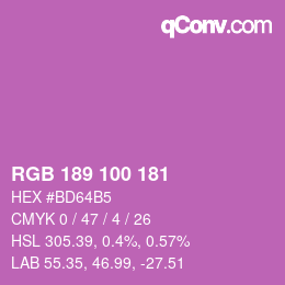 Color code: RGB 189 100 181 | qconv.com