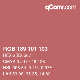 Color code: RGB 189 101 103 | qconv.com