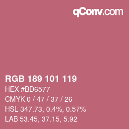 Color code: RGB 189 101 119 | qconv.com