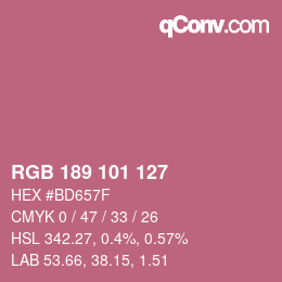 Color code: RGB 189 101 127 | qconv.com