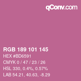 Color code: RGB 189 101 145 | qconv.com