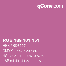 Color code: RGB 189 101 151 | qconv.com