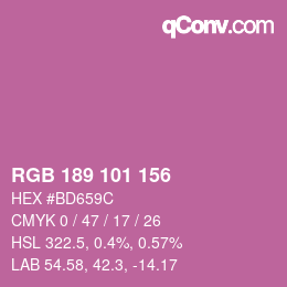 Color code: RGB 189 101 156 | qconv.com