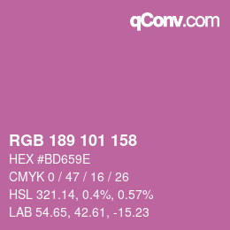 Color code: RGB 189 101 158 | qconv.com
