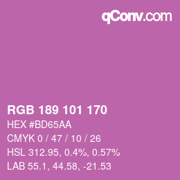 Color code: RGB 189 101 170 | qconv.com