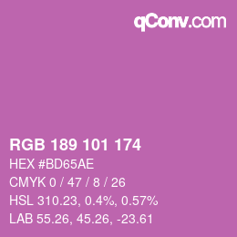 Color code: RGB 189 101 174 | qconv.com