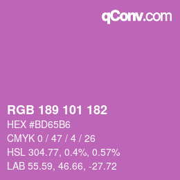 カラーコード: RGB 189 101 182 | qconv.com