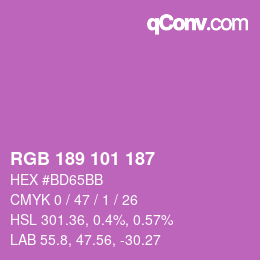 Color code: RGB 189 101 187 | qconv.com