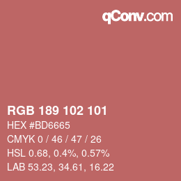 Color code: RGB 189 102 101 | qconv.com