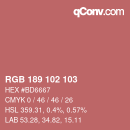 Color code: RGB 189 102 103 | qconv.com