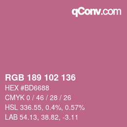 颜色代码: RGB 189 102 136 | qconv.com