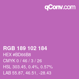 Color code: RGB 189 102 184 | qconv.com