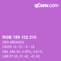 Color code: RGB 189 102 210 | qconv.com