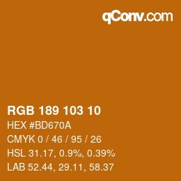 颜色代码: RGB 189 103 10 | qconv.com