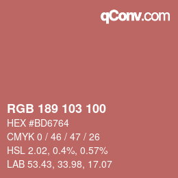 Color code: RGB 189 103 100 | qconv.com
