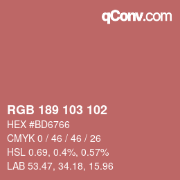 カラーコード: RGB 189 103 102 | qconv.com