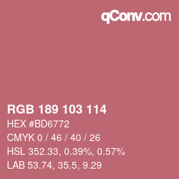 カラーコード: RGB 189 103 114 | qconv.com