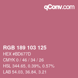 Color code: RGB 189 103 125 | qconv.com