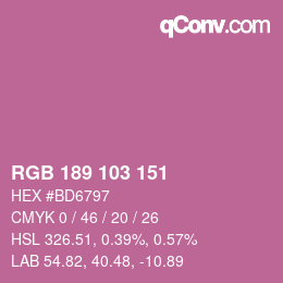 颜色代码: RGB 189 103 151 | qconv.com