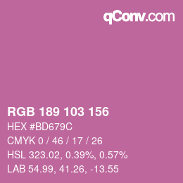 Color code: RGB 189 103 156 | qconv.com