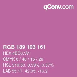 Color code: RGB 189 103 161 | qconv.com