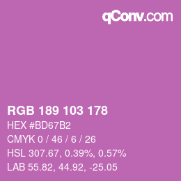 カラーコード: RGB 189 103 178 | qconv.com