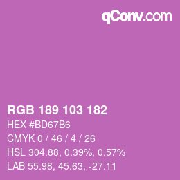 Color code: RGB 189 103 182 | qconv.com