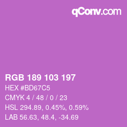 Color code: RGB 189 103 197 | qconv.com