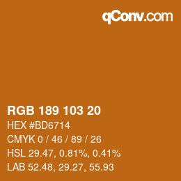 カラーコード: RGB 189 103 20 | qconv.com