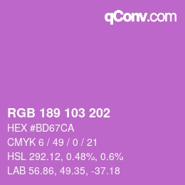 Color code: RGB 189 103 202 | qconv.com