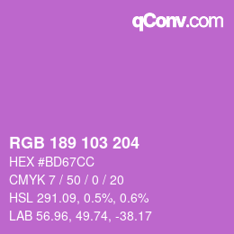 颜色代码: RGB 189 103 204 | qconv.com