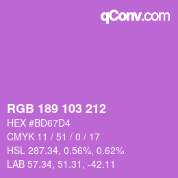 カラーコード: RGB 189 103 212 | qconv.com