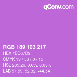 カラーコード: RGB 189 103 217 | qconv.com
