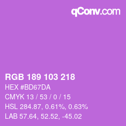 Color code: RGB 189 103 218 | qconv.com