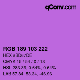 カラーコード: RGB 189 103 222 | qconv.com